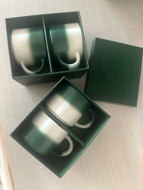 Starbucks Green and Cream Ombre Ceramic Mug Set (4-Pack)